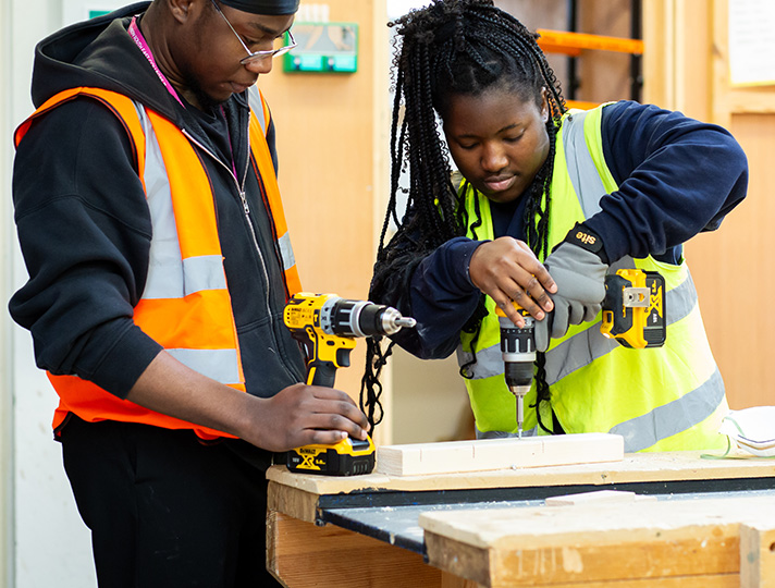 Student working in the workshop