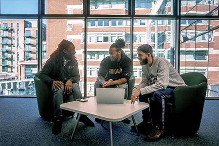 Students working together in designated study areas